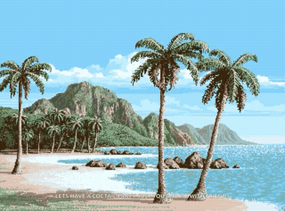 Pixel Art Beach Lets Have A Cocktail Party GIF