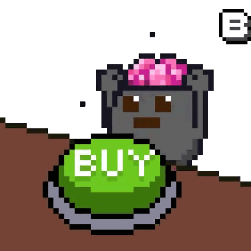 Pixel Art Bear Holding Buy Button Sticker