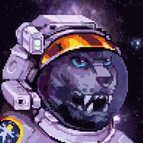 Pixel Art Bear In Astronaut Suit GIF