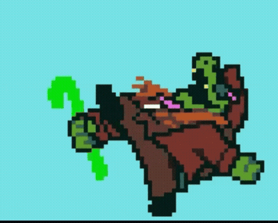 Pixel Art Bearded Man Holding Green Stick GIF