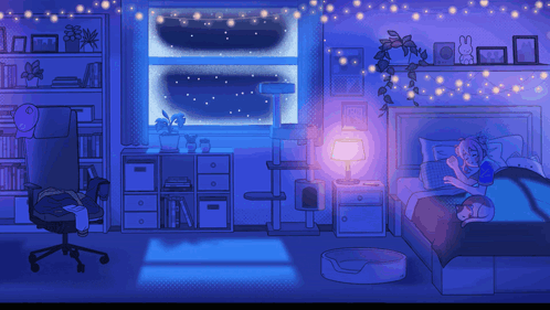 Pixel Art Bedroom With Sleeping Person GIF