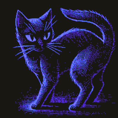 Pixel Art Black Cat With Purple Eyes GIF