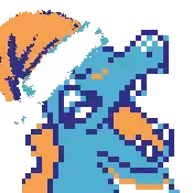 Pixel Art Blue And Orange Cartoon Character Sticker