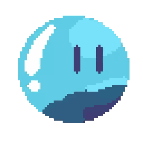 Pixel Art Blue Ball With Face Sticker