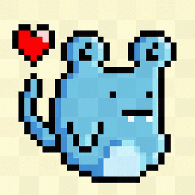 Pixel Art Blue Monster With G GIF