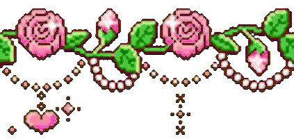 Pixel Art Border With Pink Roses Sticker