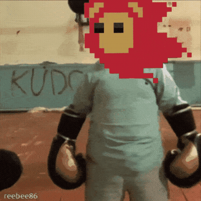 Pixel Art Boxer With Kudo Background GIF