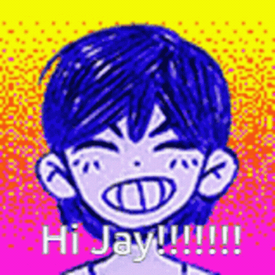 Pixel Art Boy Blue Hair Big Smile GIF