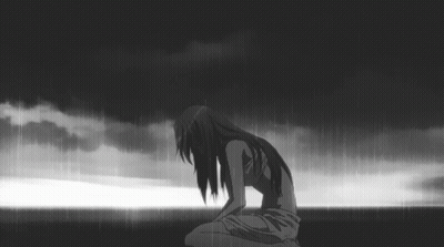 Pixel Art Boy Blue Hair Depressed GIF