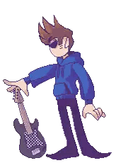 Pixel Art Boy Holding Guitar Sticker