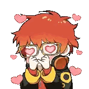 Pixel Art Boy In Glasses And Headphones With Heart Eyes Sticker