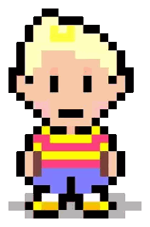 Pixel Art Boy In Striped Shirt And Blue Shorts Sticker