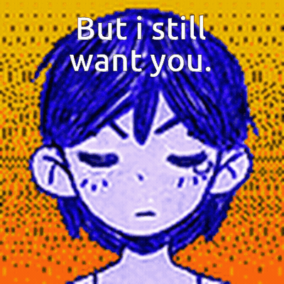 Pixel Art Boy With Blue Hair And Words But I Still Want You GIF