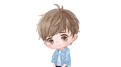 Pixel Art Boy With Brown Hair And Blue Shirt Sticker