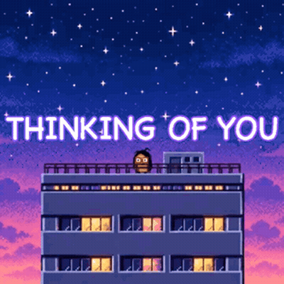 Pixel Art Building Saying Thinking Of You GIF