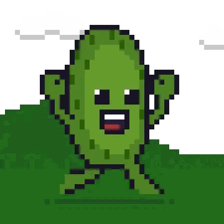 Pixel Art Cactus With Face Sticker