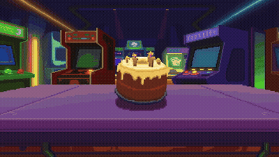 Pixel Art Cake With Candles Saying Happy Birthday To You Level Up Be Made New GIF