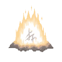 Pixel Art Campfire With Person Sticker