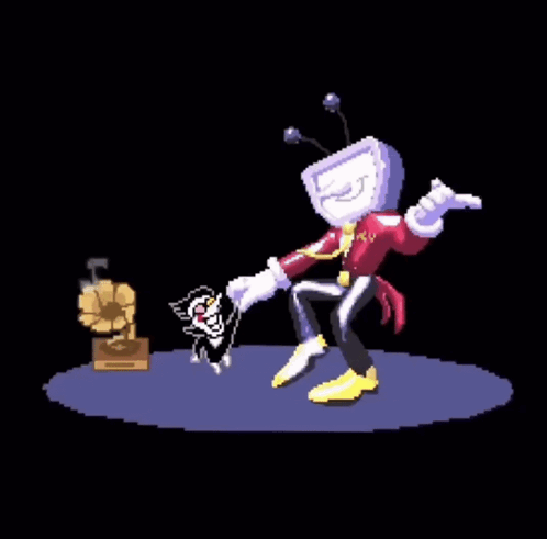 Pixel Art Cartoon Character Dancing With Cat