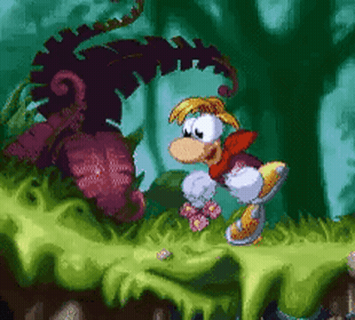 Pixel Art Cartoon Character On Green Hill GIF