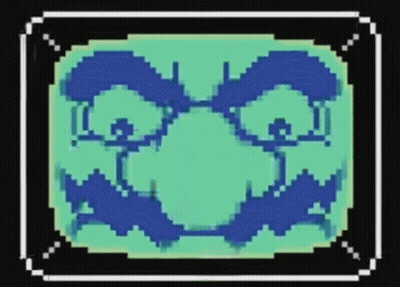 Pixel Art Cartoon Character With Blue Mustache And Glasses GIF