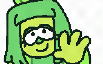 Pixel Art Cartoon Character With Green Hair GIF