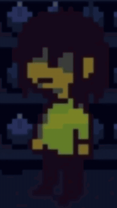 Pixel Art Cartoon Character With Green Shirt And Red Hair GIF