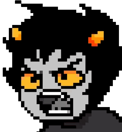 Pixel Art Cartoon Character With Orange Eyes Sticker