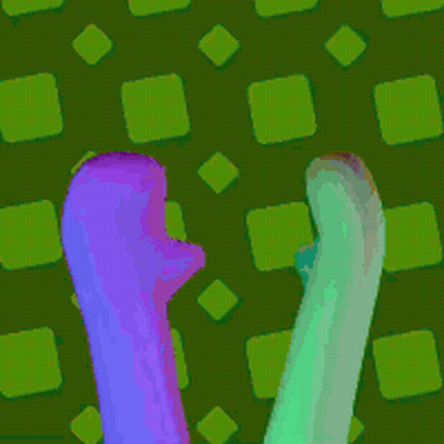 Pixel Art Cartoon Character With Purple Balloon On Head GIF