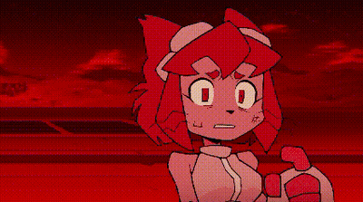 Pixel Art Cartoon Character With Red Hair And White Shirt GIF