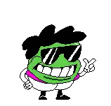Pixel Art Cartoon Character With Sunglasses And Pink Scarf Sticker