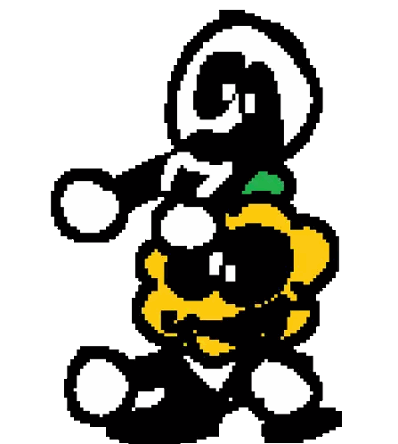 Pixel Art Cartoon Character With Swirl Sticker
