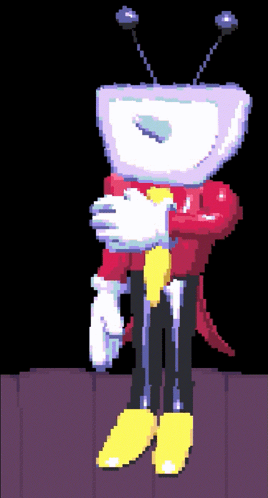 Pixel Art Cartoon Character With TV Head GIF