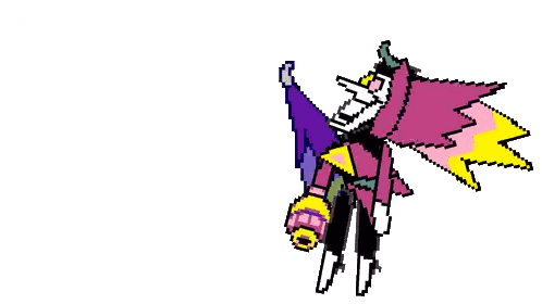 Pixel Art Cartoon Character With Wings And Gun Sticker