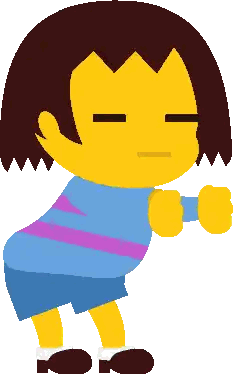 Pixel Art Cartoon Character With Yellow Face Sticker