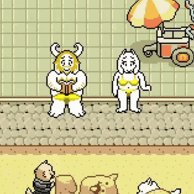 Pixel Art Cartoon Characters On Beach GIF