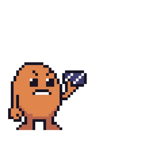 Pixel Art Cartoon Holding Gun Sticker