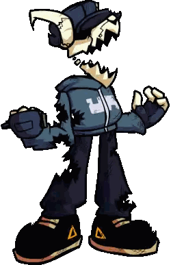 Pixel Art Cartoon Horned Character Hoodie Sticker