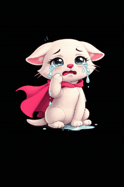 Pixel Art Cat Crying Tears GIF