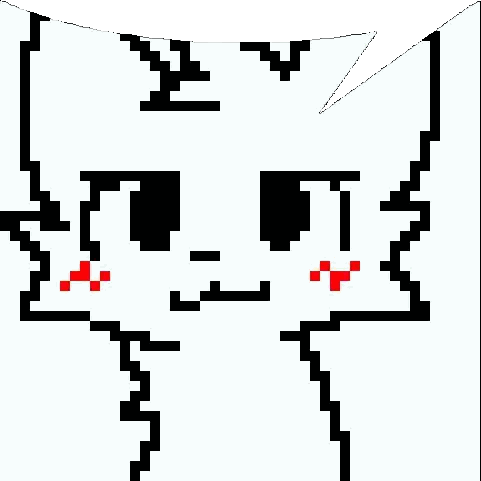 Pixel Art Cat Face With Red Lip Sticker