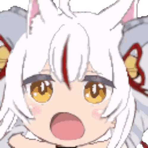 Pixel Art Cat Girl White Hair Yellow Eyes Sticker