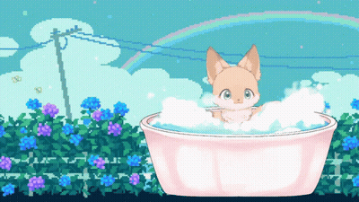 Pixel Art Cat In Bathtub GIF