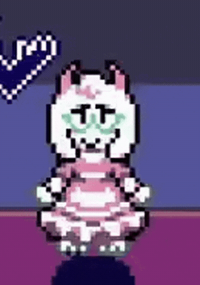 Pixel Art Cat In Pink And White Dress GIF