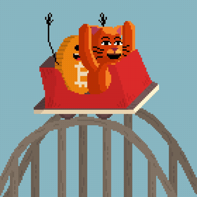 Pixel Art Cat Riding Roller Coaster GIF