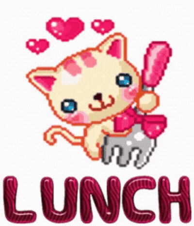 Pixel Art Cat Saying Lunch GIF