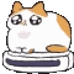 Pixel Art Cat Sitting On White Object Sticker