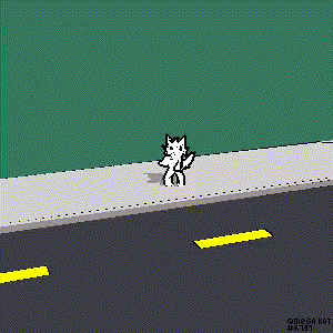 Pixel Art Cat Standing On Sidewalk By Omega Kot GIF