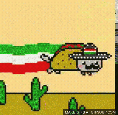 Pixel Art Cat Wearing Sombrero GIF