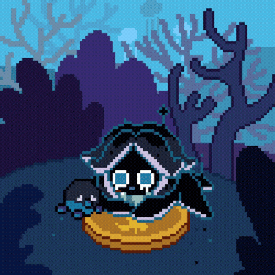 Pixel Art Cat With Hood And Blue Eyes GIF