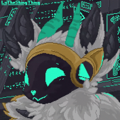 Pixel Art Cat With Horns And Wings GIF